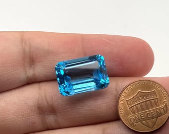 Super Swiss Blue Topaz Emerald Cut | Natural Blue Topaz Loose Gemstone | Precision Faceted Gem | 3 Pieces Left