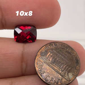 Synthetic Cushion-Checker Elongated Cut Swiss Corundum Ruby from 6x4 MM-10x8 MM