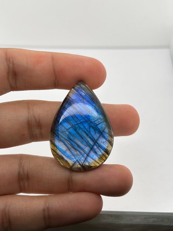 Labradorite Cabochon 42x29mm Pear Shape AAA Quality 79cts - Gemstone for Jewelry Making