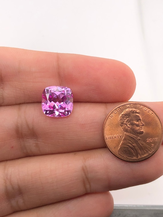 Synthetic Cushion Cut Swiss Made Rough Pink Sapphire from 4MM-12MM