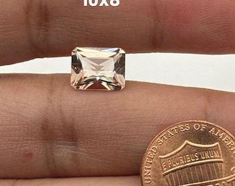 Natural Morganite Emerald Radiant Cut Loose Gemstone | Peach Pink Morganite Stone for Engagement Ring | 8x6mm - 10x8mm Jewelry Making Supply