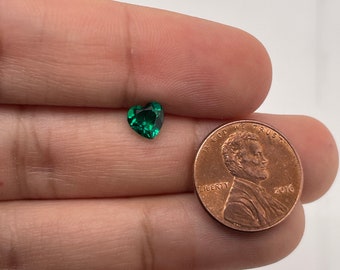 Lab Created Emerald Heart shape AAA Quality Sabrina Created Gemstone - Precision Cut Available in 3MM-10MM