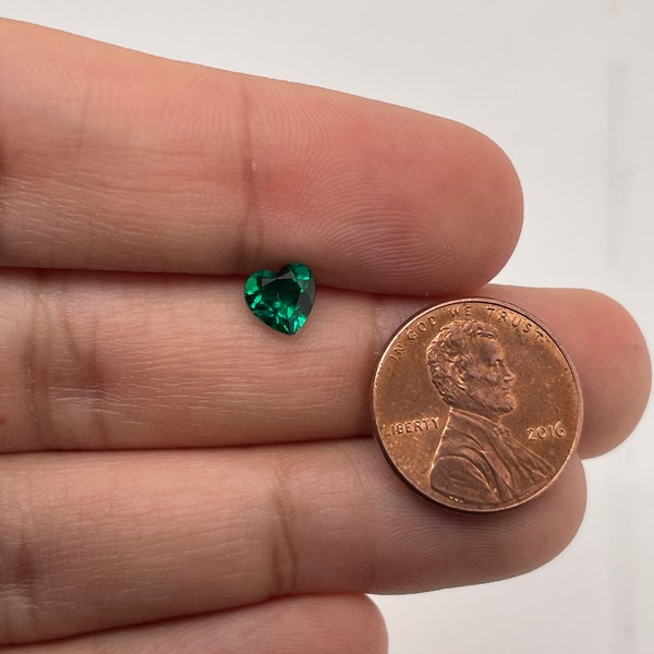 Lab Created Emerald Heart shape AAA Quality Available in 3MM-10MM