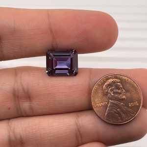 Lab Created Alexandrite Emerald shape AAA Quality from 4x3MM-18x13MM image 2