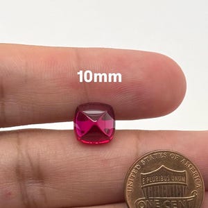 Synthetic Ruby Square Sugarloaf Cabochon #7 Lab Created Loose Gemstone 5mm 10mm for Rings Pendants Jewelry Making