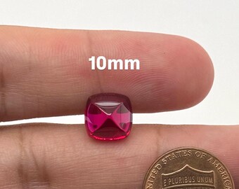 Synthetic Ruby Square Sugarloaf Cabochon #7 Lab Created Loose Gemstone 5mm 10mm for Rings Pendants Jewelry Making