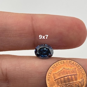 Lab Grown Royal Blue Moissanite Oval Cut Eye Clean DEF Color Available in 9x7mm - 10x8mm