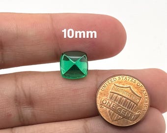 Synthetic Green Spinel Square Sugarloaf Cabochon #5A 5mm 10mm Lab Created Loose Gemstone for Ring Pendant Jewelry Making