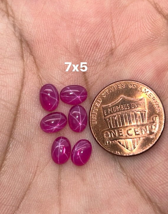 Loose Transparent Lab-Created Star Ruby Gemstone - 6x4mm -14x10mm Oval Cab Flat Back Stones