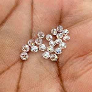 Lab Grown White Moissanite Melee Round Rose Cut Eye Clean Fine Quality DEF Color Flat Back Stones Available in 2MM - 4MM
