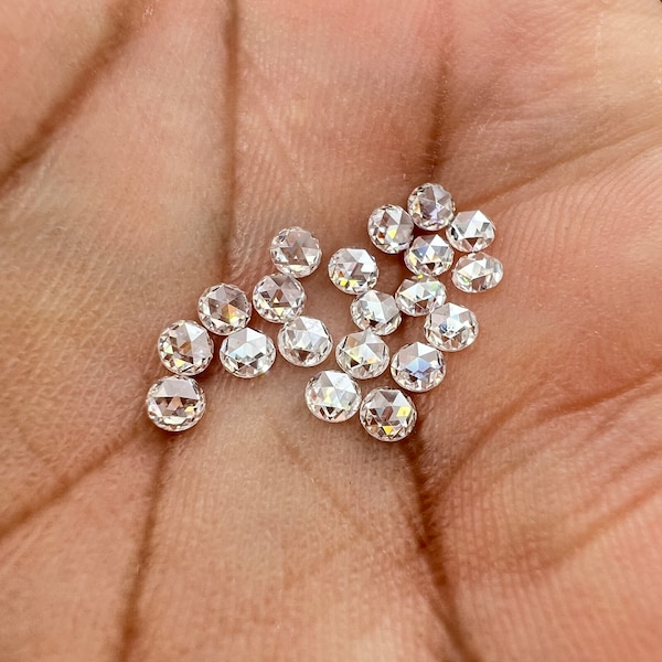 Lab Grown White Moissanite Melee Round Rose Cut Eye Clean Fine Quality DEF Color Available in 2MM - 4MM