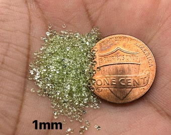 Natural Round Peridot Gemstones - Bulk Parcels of 100pcs - 50pcs - 1mm to 3.5mm