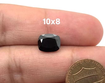 Black Spinel 10x8mm Elongated Cushion Cut Gemstone | Loose Black Spinel Stone | August Birthstone for Custom Jewelry