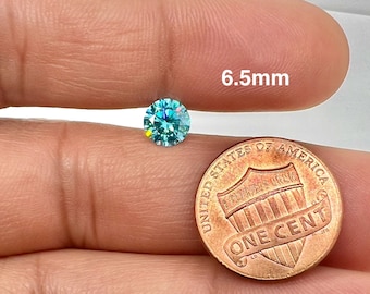 Loose Moissanite Sea Blue Coated Available in 5mm - 6.5mm Round Diamond Cut for Unique Jewelry Designs