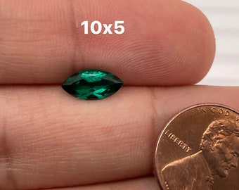 Lab Created Emerald Marquise Shape AAA Quality Sabrina Created Gemstone - Precision Cut Available in 2.5x1.25MM-12x6MM
