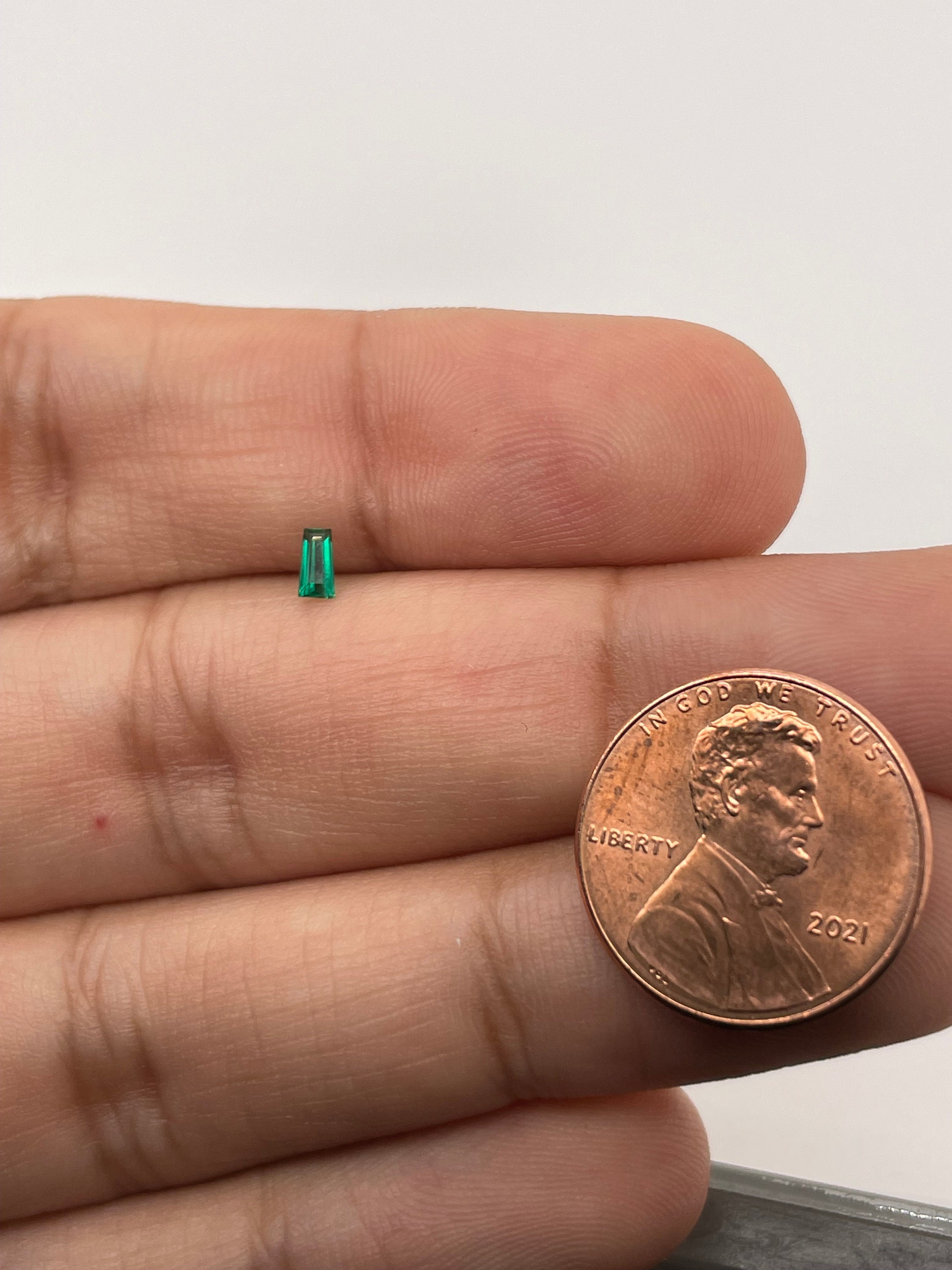 Loose Lab Created Emerald Tapered Baguette Sabrina Created Gemstone - Precision Cut Size 4.0x2.0x1.5MM