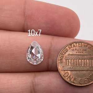 Lab Grown White Moissanite Pear-Rose Cut Eye Clean Quality DEF Color Flat Back Stones Available in 7x5MM - 20x7MM