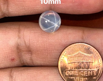 Loose Lab-Created Star White Sapphire Transparent Round Cab Available in 5mm - 10mm