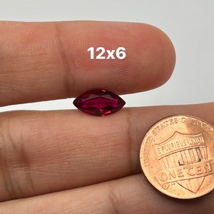 Labbskapad rubin ädelsten - Marquise Stegslipad, 12 x 6 mm syntetisk röd rubin precisionsslipad för unika smycken
