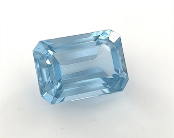 Lab Grown Aquamarine Spinel Emerald Cut AAA Quality Available in 5x3mm - 18x13mm