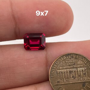 Synthetic Emerald Cut Swiss Rough Corundum Ruby Precision Cut from 4x3MM-18x13MM
