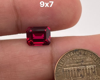 Synthetic Emerald Cut Swiss Rough Corundum Ruby from 4x3MM-18x13MM