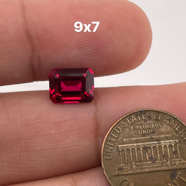 Synthetic Emerald Cut Swiss Rough Corundum Ruby from 4x3MM-18x13MM