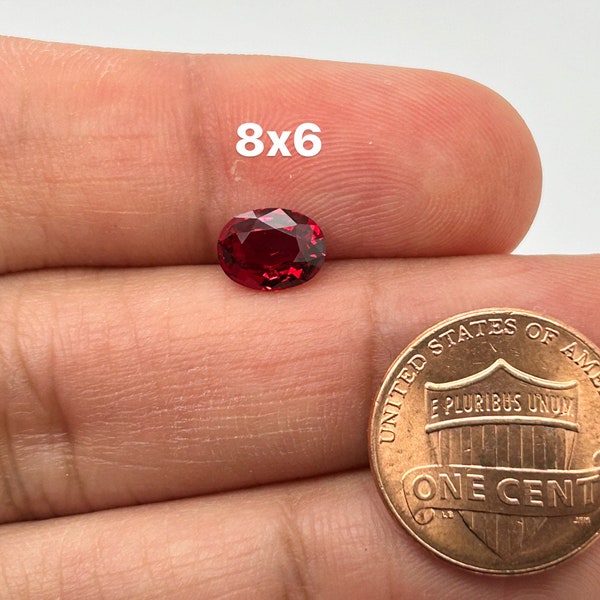 Lab-Created Ruby Gemstone - 0val Step Cut, 8x6mm Synthetic Red Ruby for Unique Jewelry