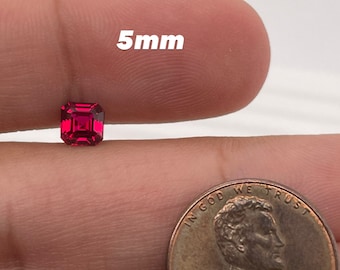 Synthetic Asscher Cut Swiss Corundum Ruby Precision Cut Available in 5MM-10MM