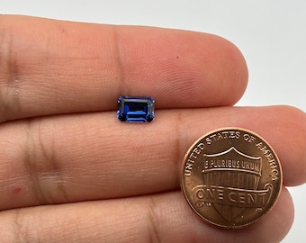 Synthetic Emerald Cut Swiss Made Rough Blue Sapphire Available in 4x3MM-18x13MM