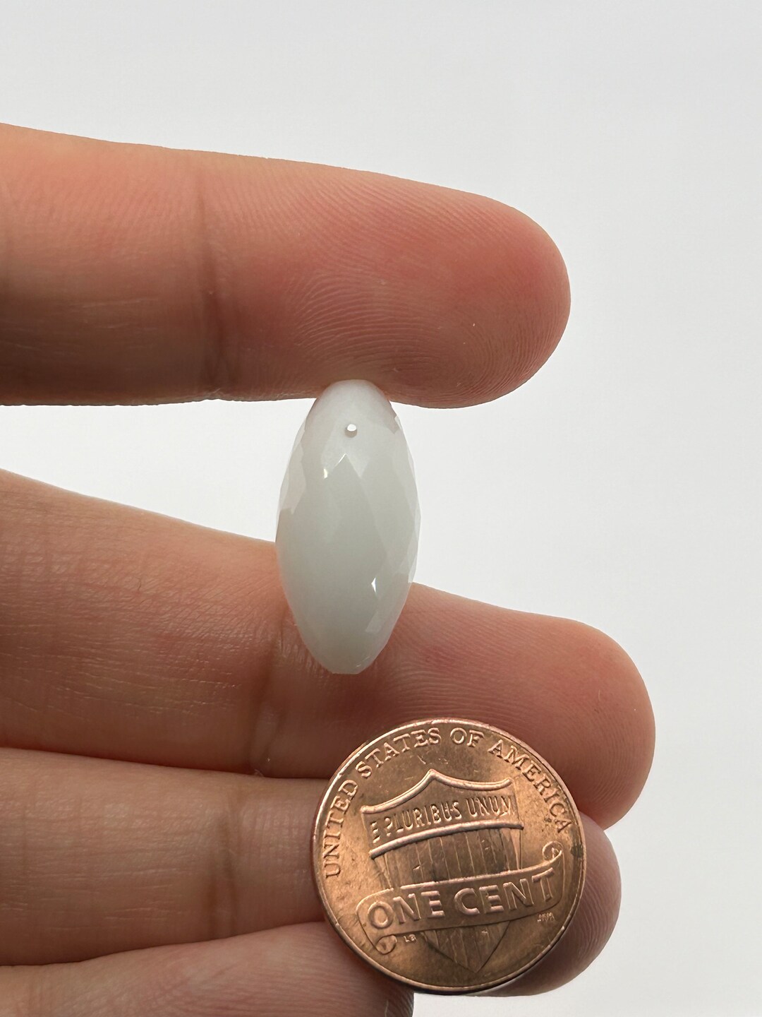 White Chalcedony 21x15mm Egg-shaped Gemstone Double Sided Checkerboard ...