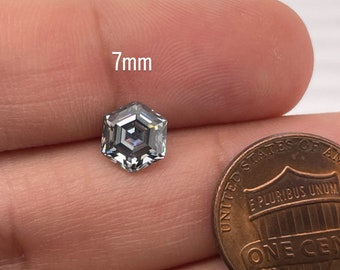 Lab Grown Grey Moissanite Hexagon Shape Eye Clean Quality DEF Color Available in 5x5MM - 7x7MM