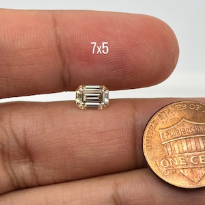 Lab Grown Champagne Moissanite Emerald Cut Eye Clean DEF Color Available in 6x4mm - 8x6mm
