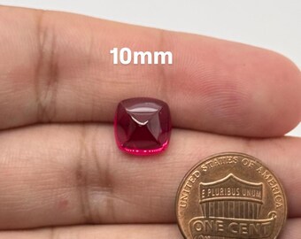 Synthetic Ruby Square Sugarloaf Cabochon #5 Lab Created Loose Gemstone 5mm 10mm for Rings Pendants Jewelry Making