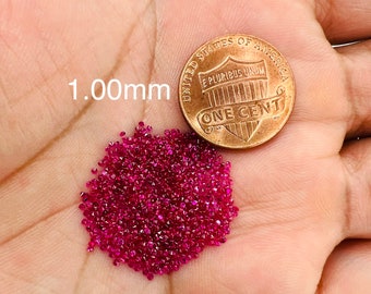 Synthetic Ruby Round-Diamond Cut - 100 Piece Lot - Available in 0.80mm to 1.50m