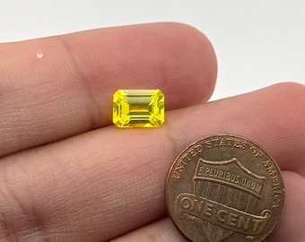 YAG Gemstone Loose | Lab Created Neon Yellow Emerald Cut — Statement Jewelry Design 7x5mm-14x10mm