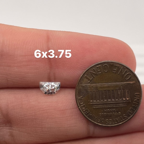 Lab Grown White Moissanite Half Moon Shape Eye Clean Quality DEF Color Available in 5x3mm - 7.5x5.5mm