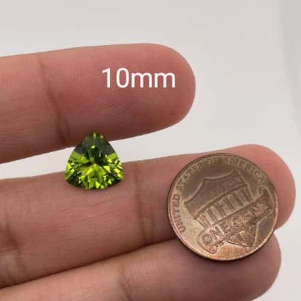 Natural Trillion Cut AAA Quality Loose Peridot Gemstone Available in 5MM-10MM