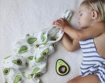 Avocado Baby Muslin - 100% Bamboo - 60cm Square - Super Soft - Burp Cloth Breastfeeding Cover Summer Blanket -New Mum To Be Baby Shower Gift