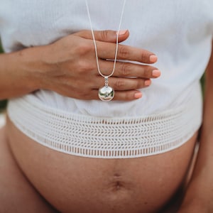 Chiming Pregnancy Bola Pendant Necklace Harmony Angel Caller Baby Shower Gift Maternity New Mum To Be Baby Loss Jewellery Sterling Silver