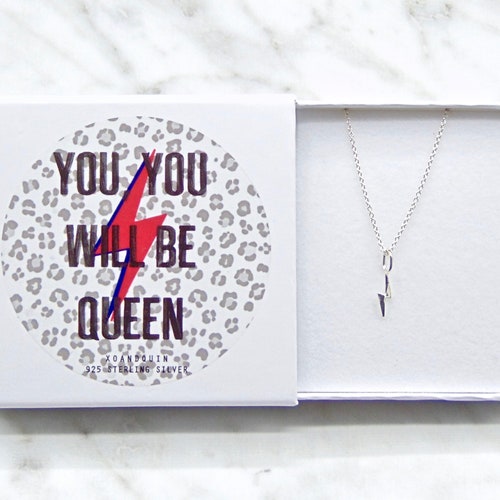 Sterling Silver Lightning Bolt Necklace - David Bowie Tribute Jewellery - Unique Gift for Her - Delicate Minimalist - Musical Lyric Birthday