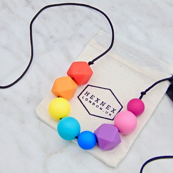 rainbow teething necklace