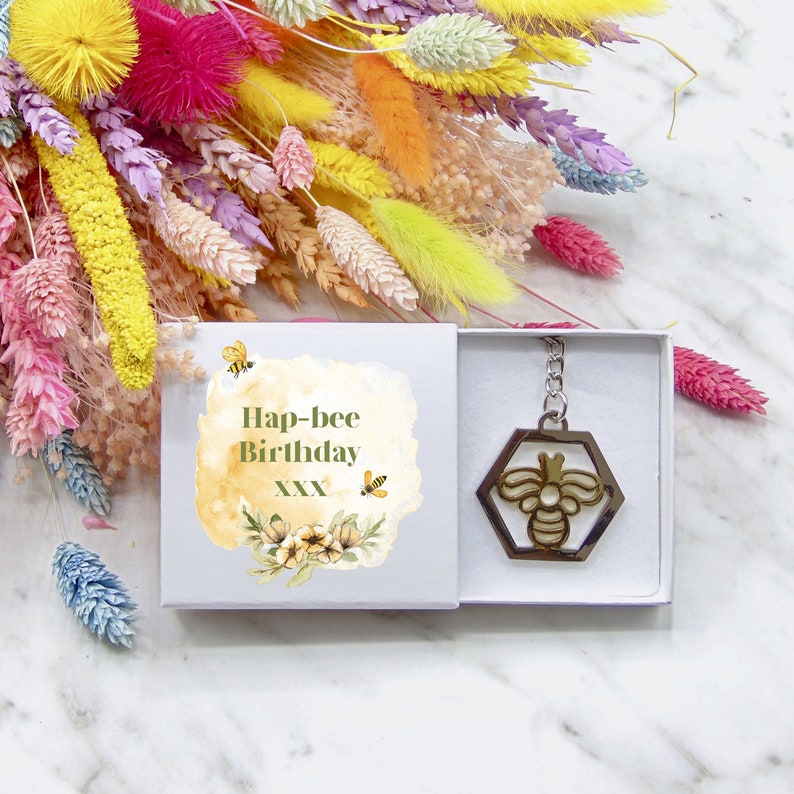 Garden Nature Lover Thank You Teacher Gift Metallic Silver Bumble Bee Keychain