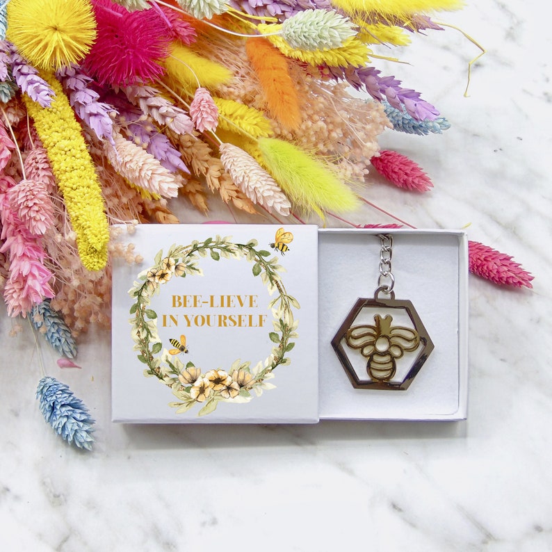 Garden Nature Lover Thank You Teacher Gift Metallic Silver Bumble Bee Keychain