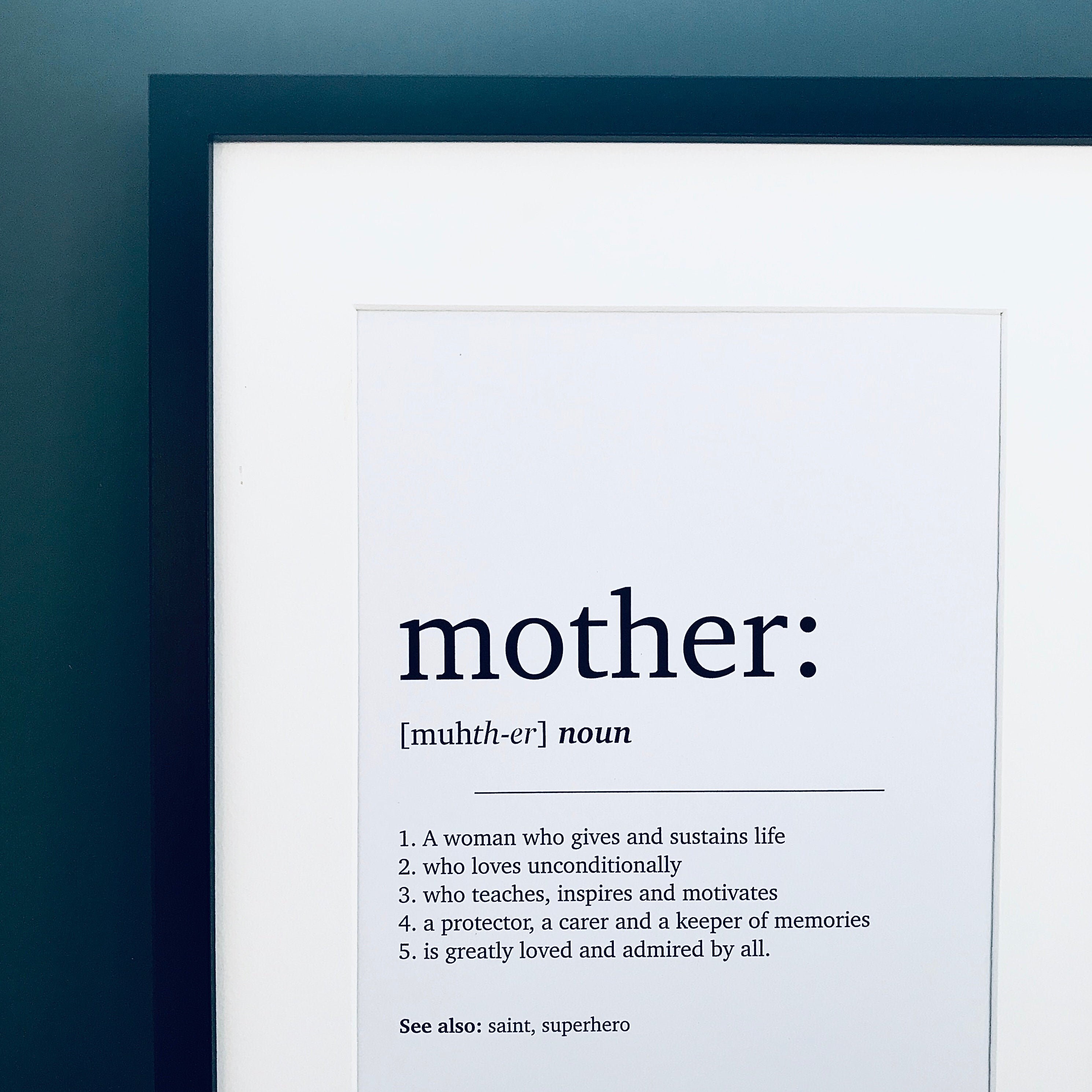 Mother Dictionary Definition Wall Art Print Mothers Day Gift Etsy UK