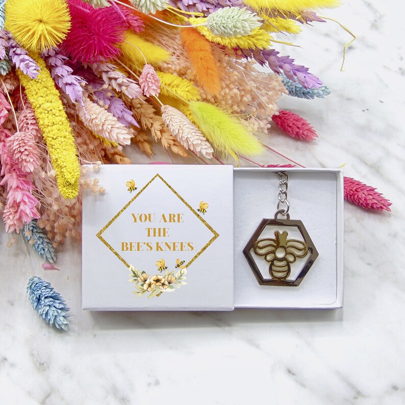 Garden Nature Lover Thank You Teacher Gift Metallic Silver Bumble Bee Keychain