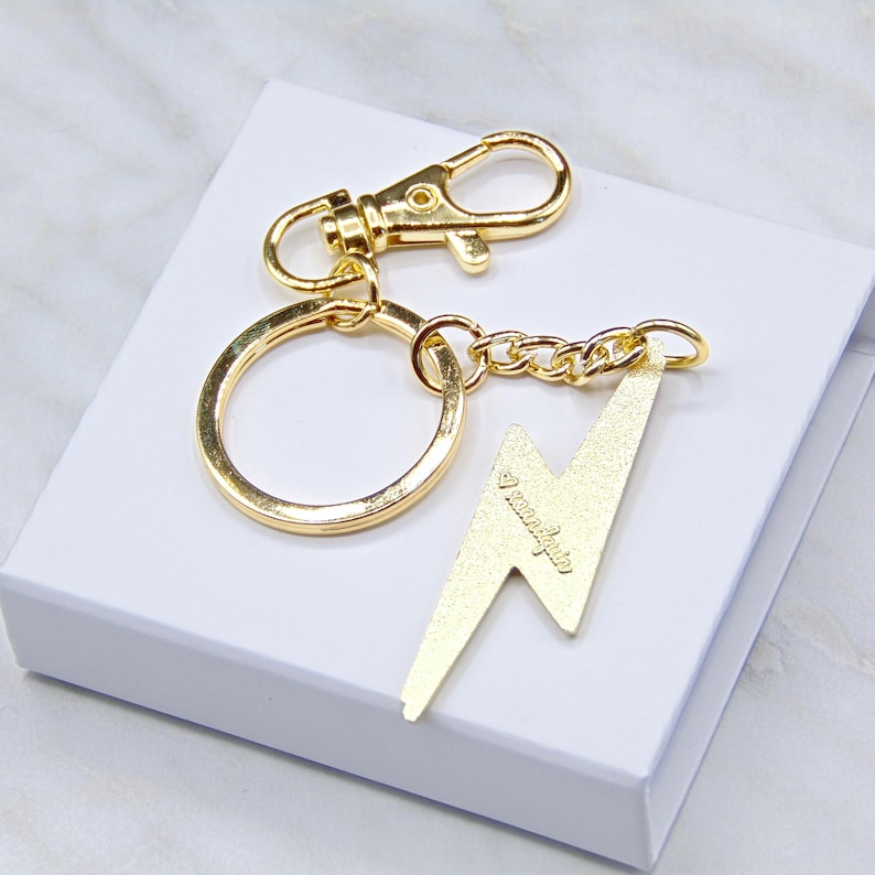 We Can Be Heroes Enamel Keychain - David Bowie Lightning Bolt Pink Bag Key Accessory - Musical Lyric NHS Keyworker Teacher Thank You Present image 4