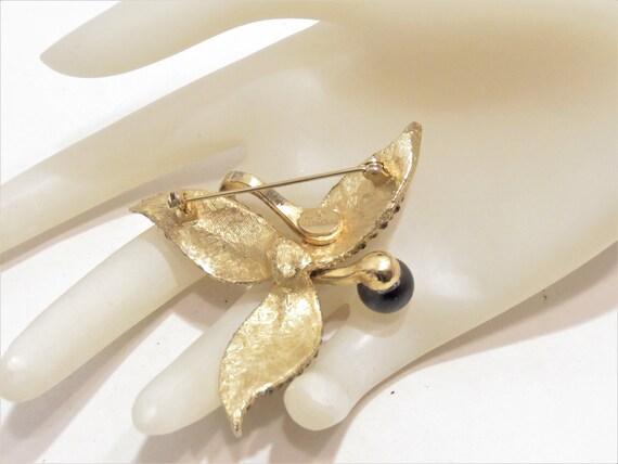 Vintage Schiaparelli Stylized Flower Rhinestone a… - image 3