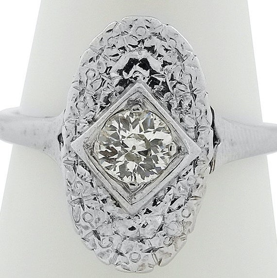 Engagement ring, Vintage ring, White gold ring, Di