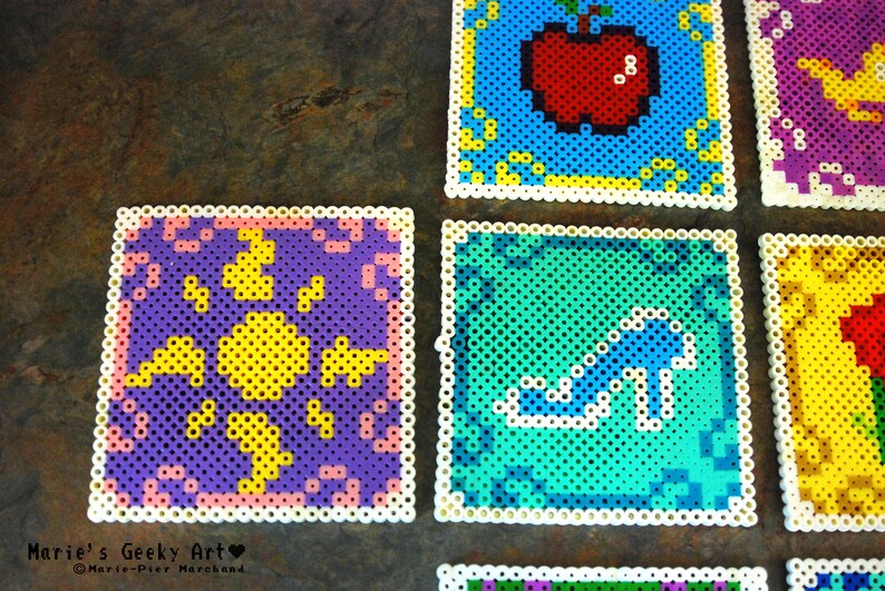 Disney Princess Perler Bead Coasters Set of 8 Etsy